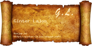 Ginter Lajos névjegykártya